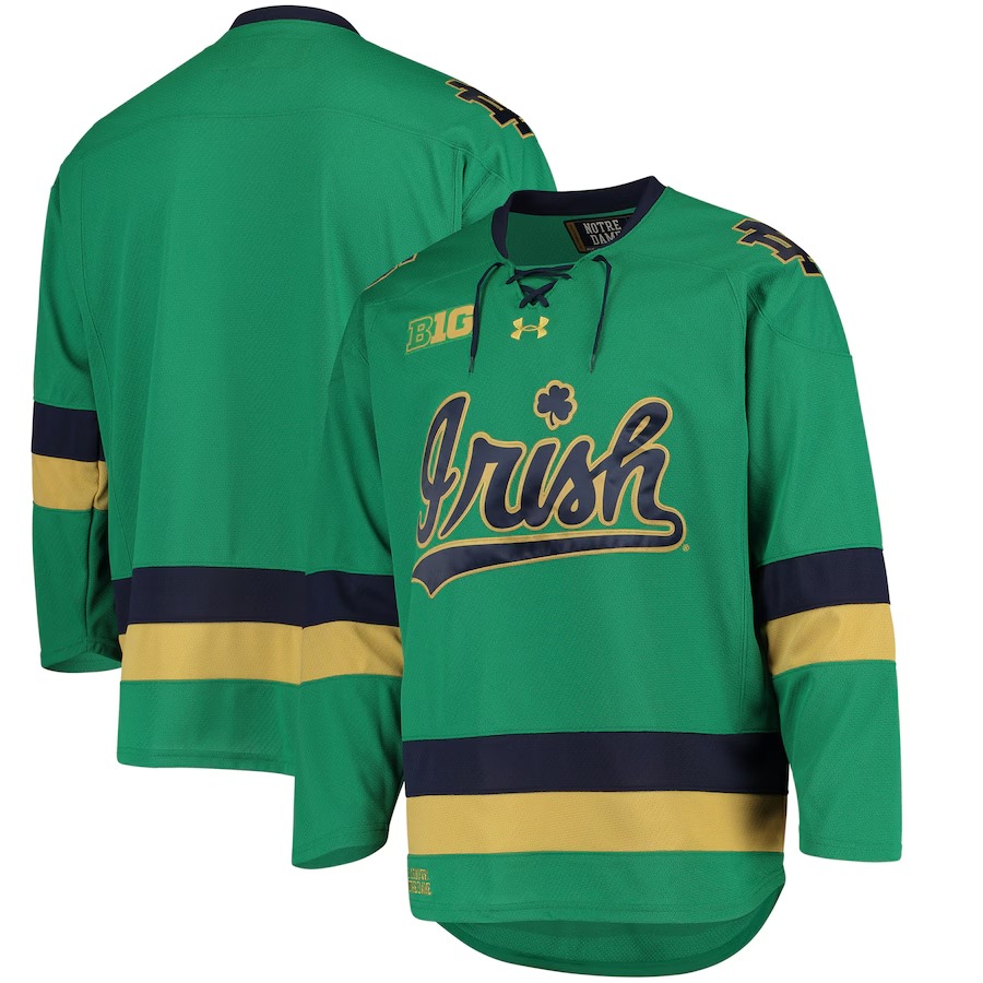 Men's Under Armour Green Notre Dame Fighting Irish Replica Hockey Jersey - Ujersey