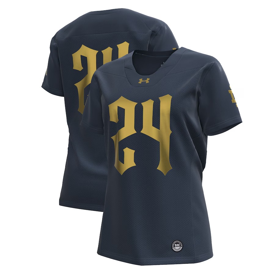 Notre Dame Fighting Irish Under Armour Women's 2024 Shamrock Series Replica Jersey - Navy - Ujersey