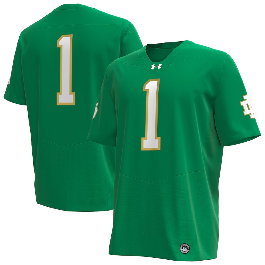 #1 Notre Dame Fighting Irish Under Armour Replica Football Jersey - Kelly Green - Ujersey