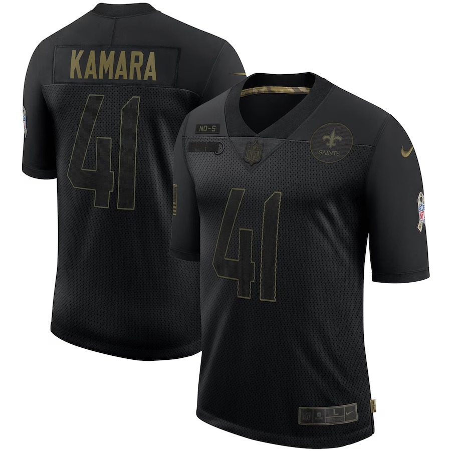 Men's New Orleans Saints Alvin Kamara Nike Black 2020 Salute To Service Limited Jersey - Ujersey
