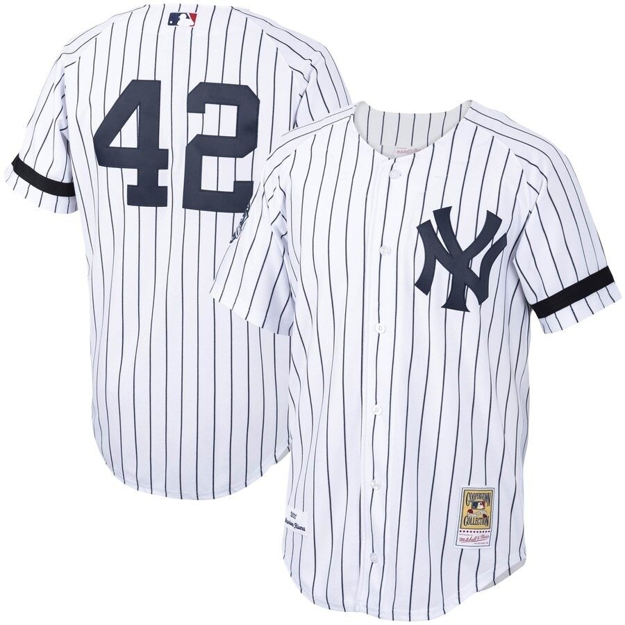 Men's New York Yankees Mariano Rivera Mitchell & Ness White/Navy Home 2000 Cooperstown Collection Authentic Jersey - Ujersey