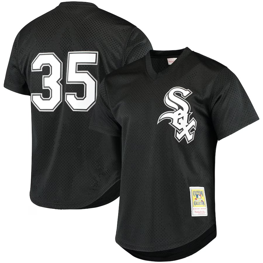 Men's Chicago White Sox Frank Thomas Mitchell & Ness Black Cooperstown Mesh Batting Practice Jersey - Ujersey