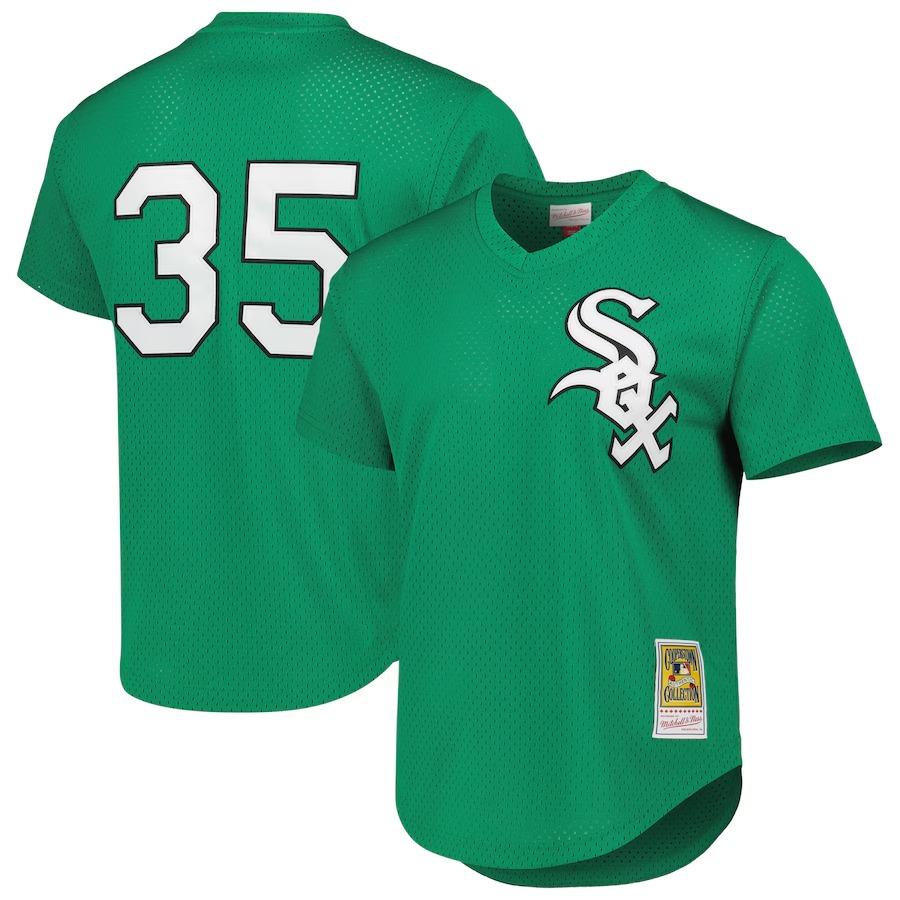 Men's Chicago White Sox Frank Thomas Mitchell & Ness Green Cooperstown Collection Authentic St. Patrick's Day 1996 Batting Practice Jersey - Ujersey