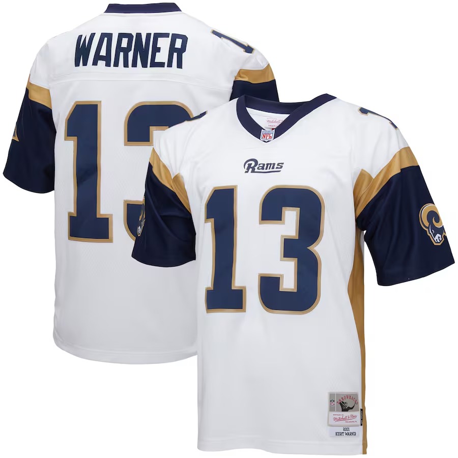 Men's Los Angeles Rams Kurt Warner Mitchell & Ness White Legacy Replica Jersey - Ujersey