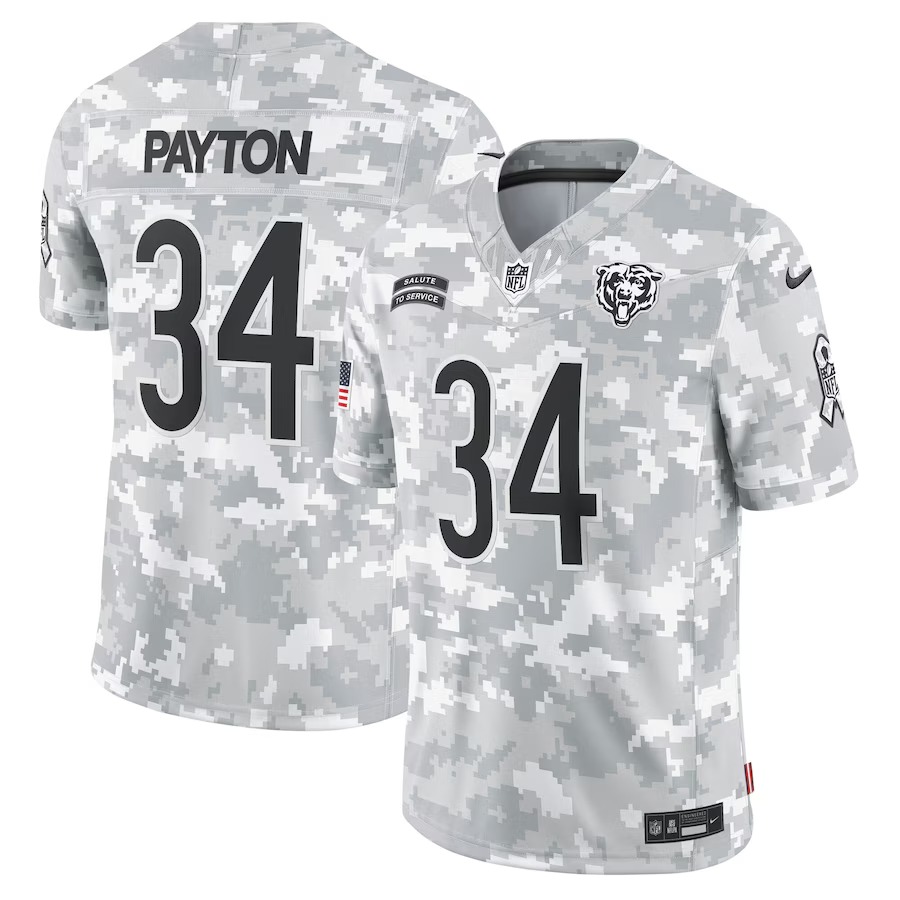 Men's Chicago Bears Walter Payton Nike Arctic Camo 2024 Salute to Service Retired Player Limited Jersey - Ujersey