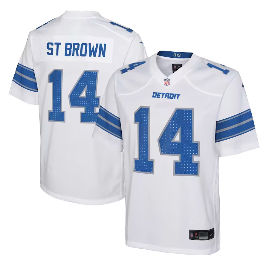 Youth Detroit Lions Amon-Ra St. Brown Nike White Player Game Jersey - Ujersey