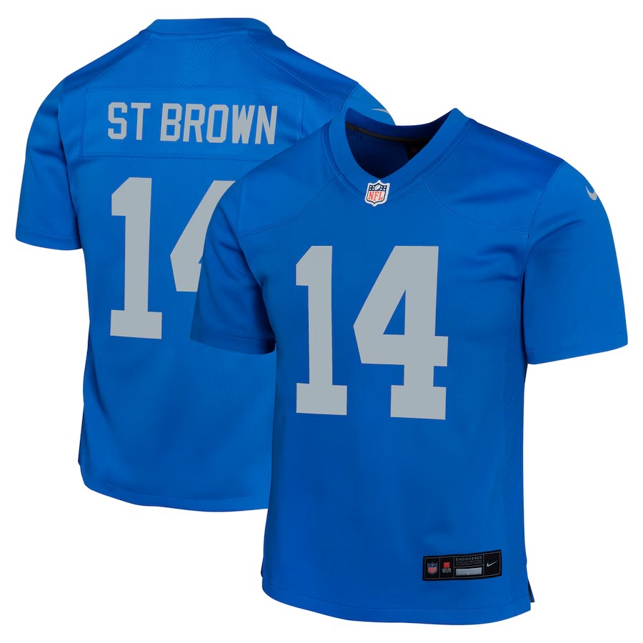 Youth Detroit Lions Amon-Ra St. Brown Nike  Blue Alternate Game Jersey - Ujersey