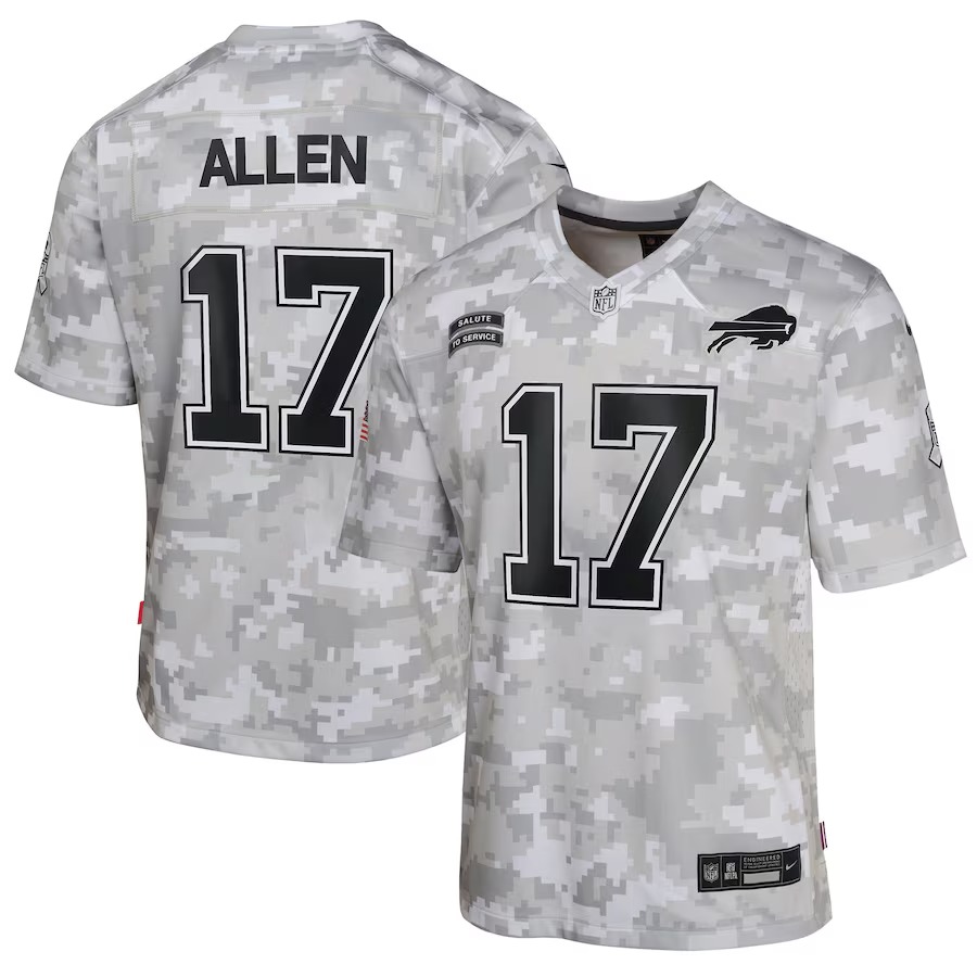 Youth Buffalo Bills Josh Allen Nike Arctic Camo 2024 Salute to Service Game Jersey - Ujersey