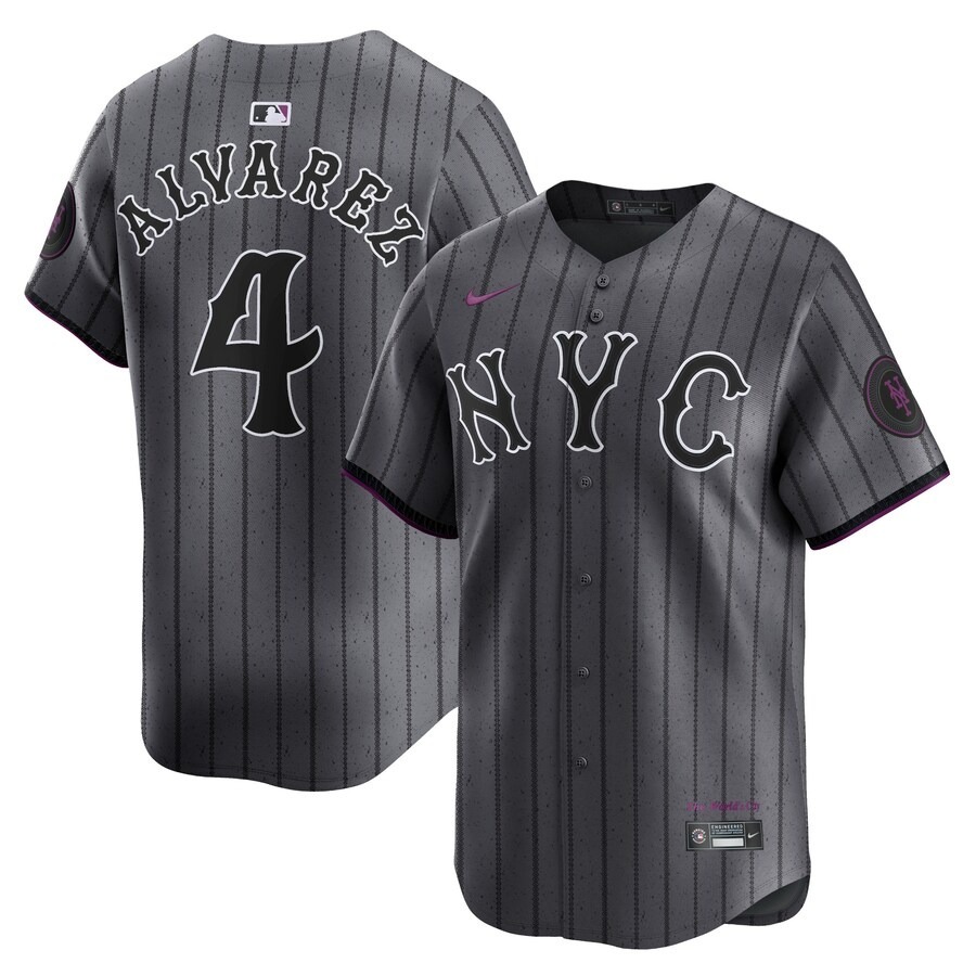 Men's New York Mets Francisco Alvarez Nike Graphite 2024 City Connect Limited Player Jersey - Ujersey