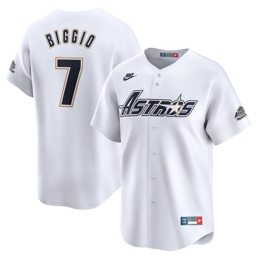 Men's Houston Astros Craig Biggio Nike White Throwback Cooperstown Collection Limited Jersey - Ujersey
