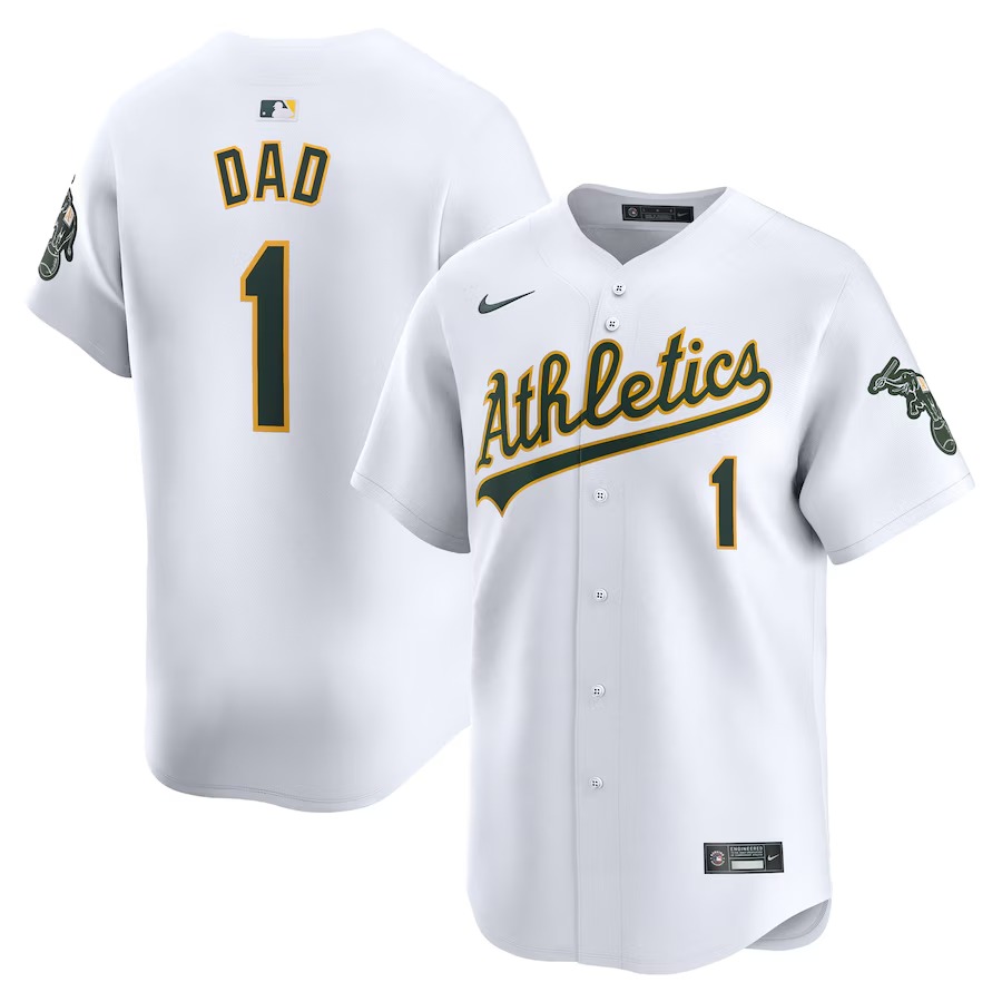 Men's Oakland Athletics Nike White #1 Dad Home Limited Jersey - Ujersey