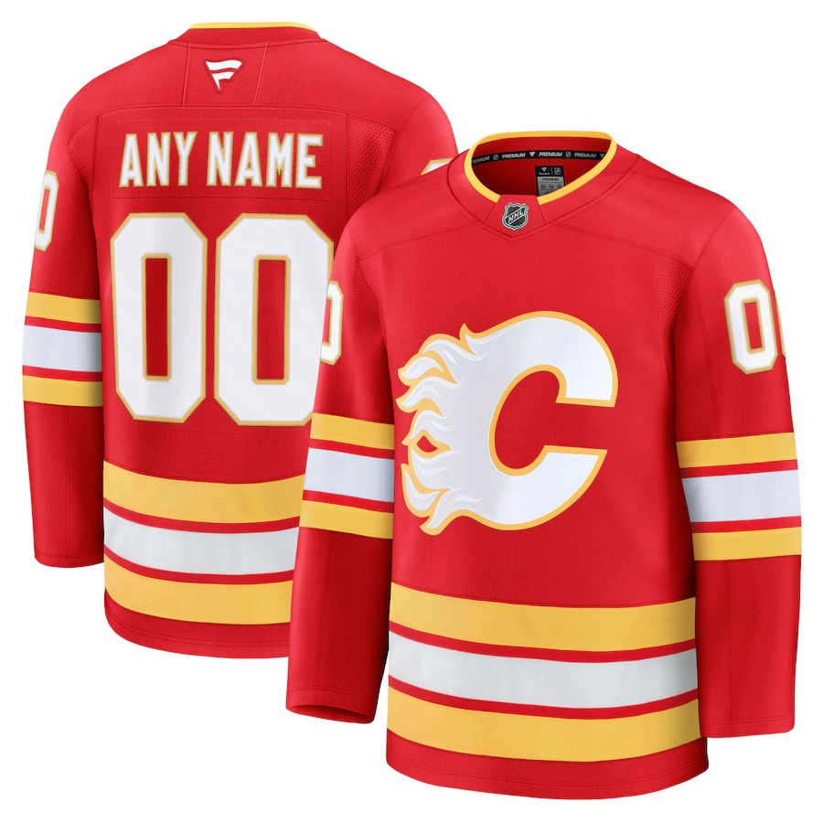 Men's Calgary Flames Fanatics Red Home Premium Custom Jersey - Ujersey
