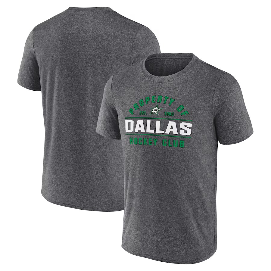 Men's Dallas Stars Fanatics Heather Charcoal Property Of T-Shirt - Ujersey
