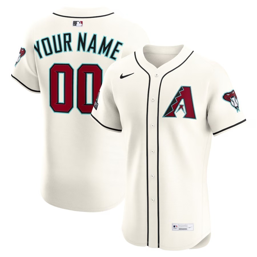 Men's Arizona Diamondbacks Nike Cream Home Elite Sponsor Patch Custom Jersey - Ujersey
