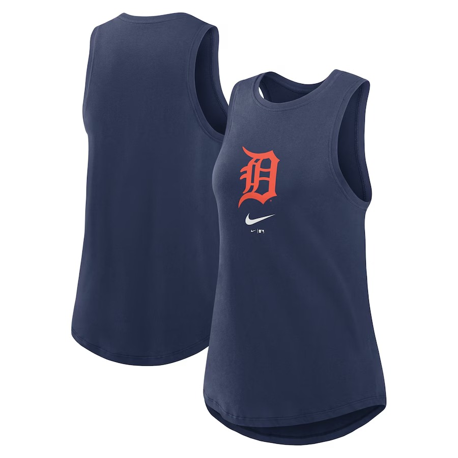 Women's Detroit Tigers Nike Navy Legacy Icon High Neck Performance Tank Top - Ujersey