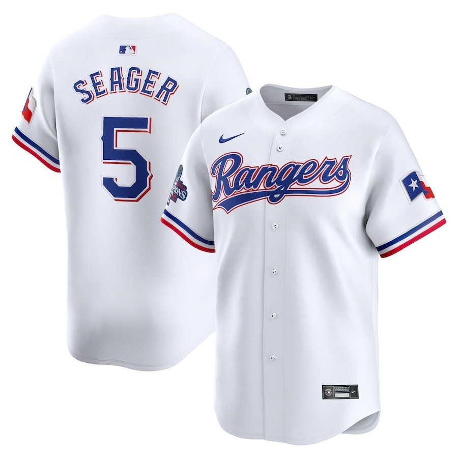 Men's Texas Rangers Corey Seager Nike White Home 2023 World Series Champions Limited Jersey - Ujersey