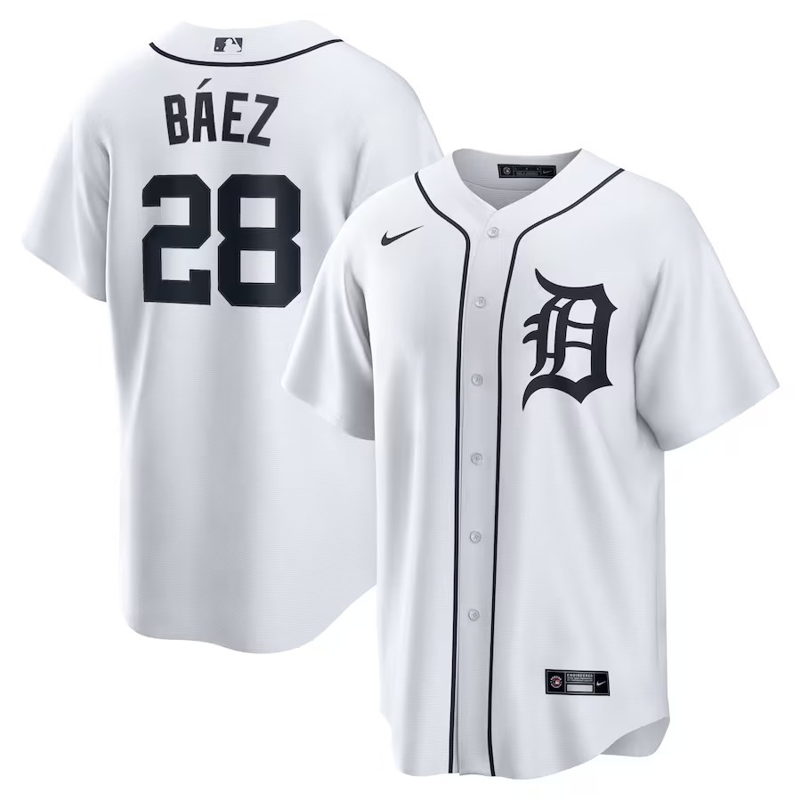 Men's Detroit Tigers Javier Baez Nike White Home Replica Player Jersey - Ujersey