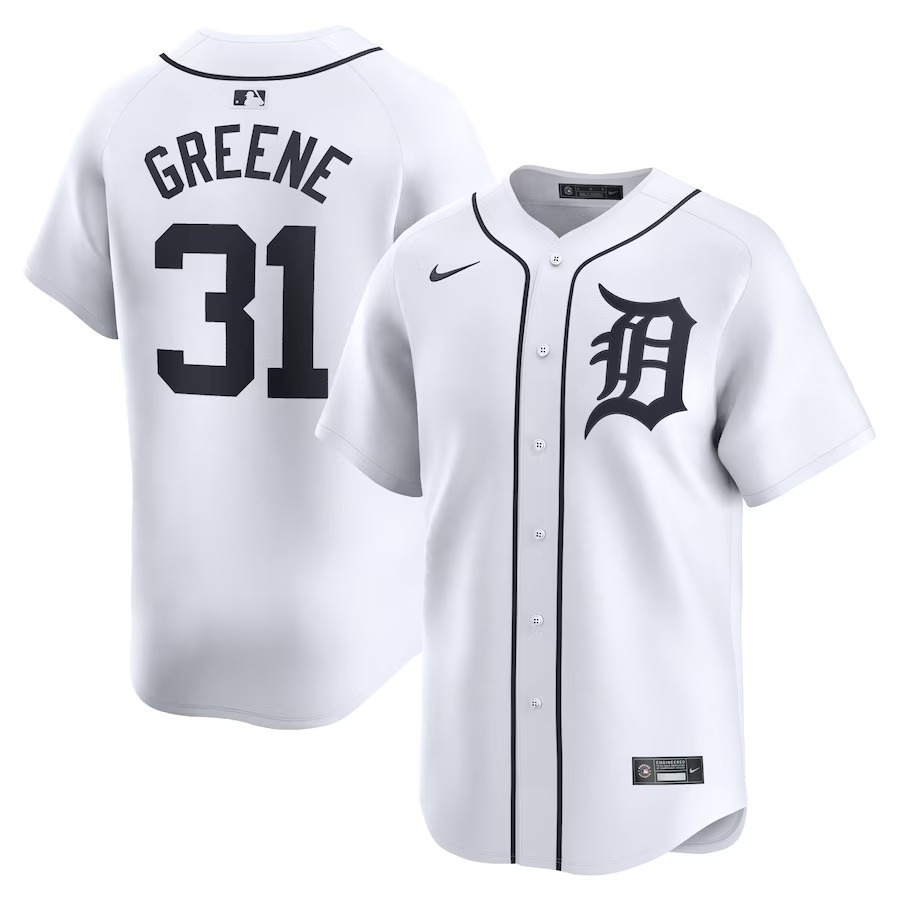 Men's Detroit Tigers Riley Greene Nike White Home Limited Player Jersey - Ujersey