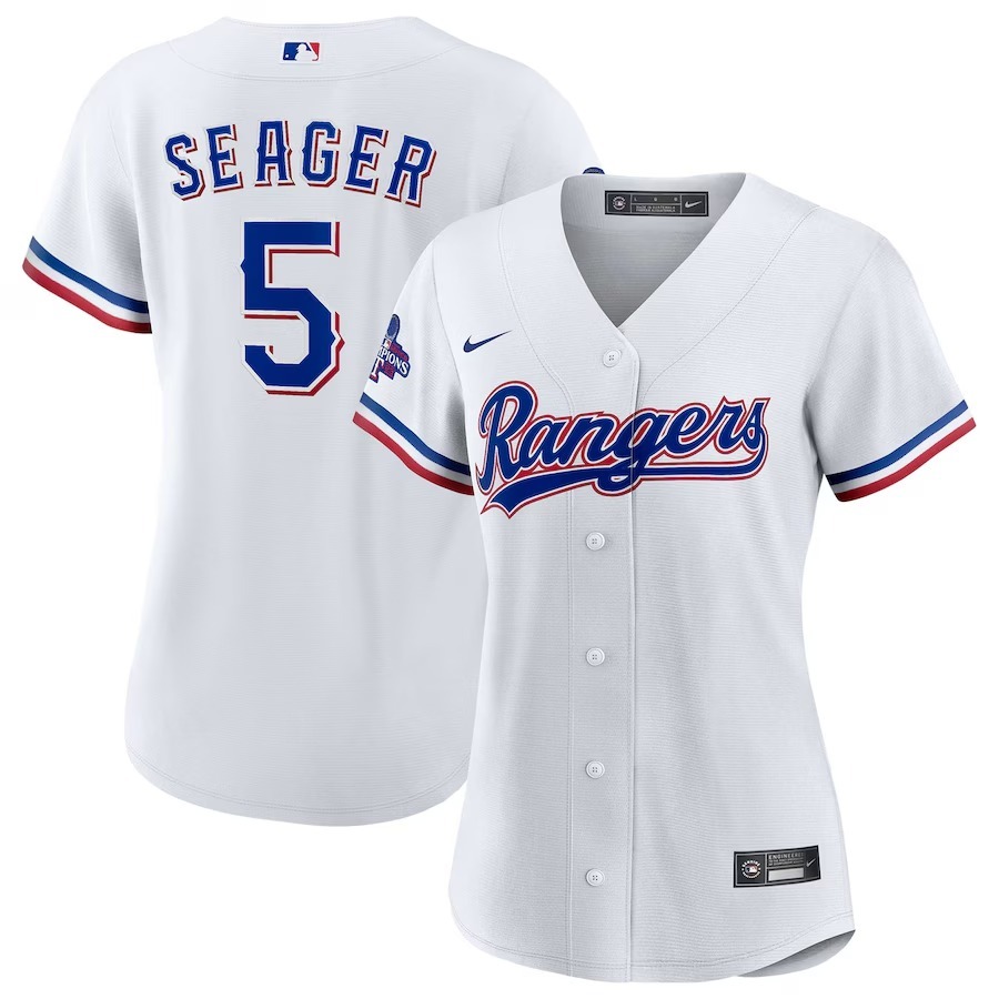 Women's Texas Rangers Corey Seager Nike White Home 2023 World Series Champions Replica Player Jersey - Ujersey