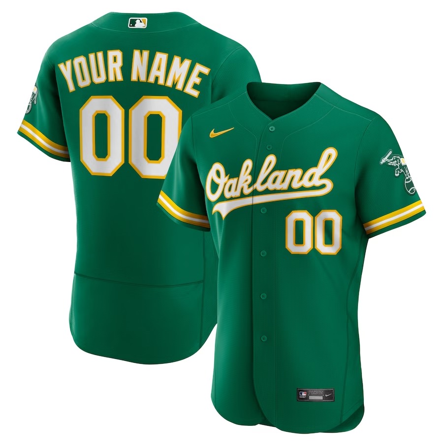 Men's Oakland Athletics Nike Kelly Green Alternate Authentic Custom Jersey - Ujersey
