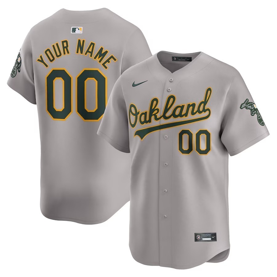Men's Oakland Athletics  Nike Gray Away Limited Custom Jersey - Ujersey