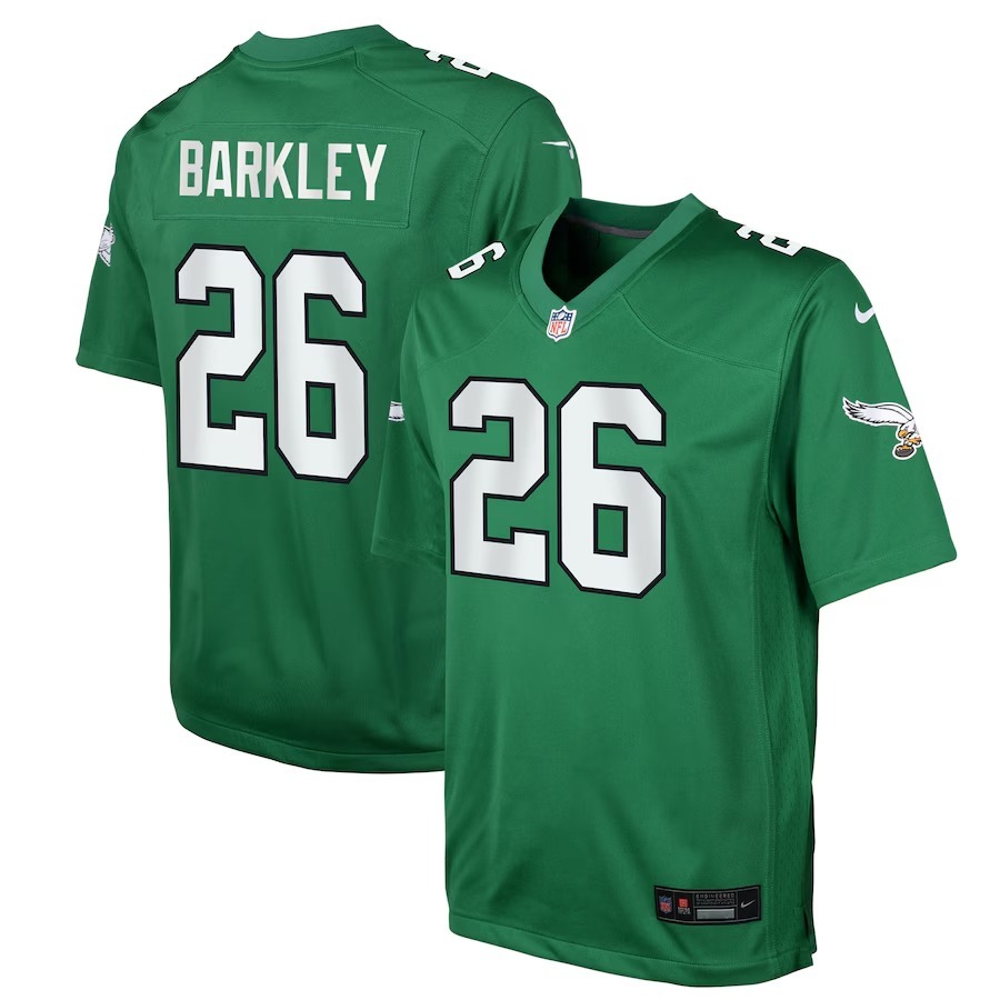 Youth Philadelphia Eagles Saquon Barkley Nike Kelly Green Alternate Game Player Jersey - Ujersey
