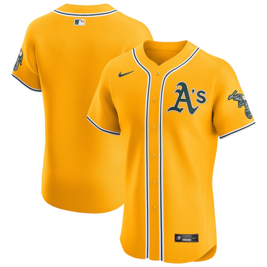 Men's Oakland Athletics Nike Gold Alternate Vapor Premier Elite Patch Jersey - Ujersey