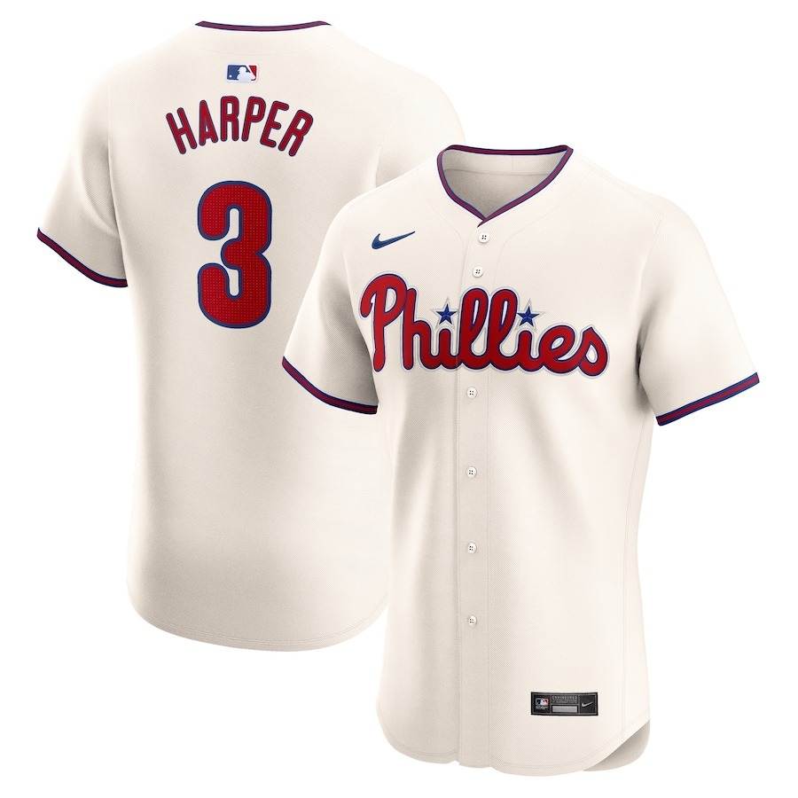 Men's Philadelphia Phillies Bryce Harper Nike Cream Alternate Elite Player Jersey - Ujersey
