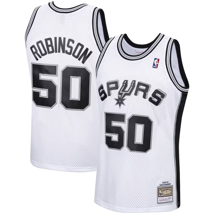 Men's San Antonio Spurs David Robinson Mitchell & Ness White 1998/99 Hardwood Classics Swingman Jersey - Ujersey