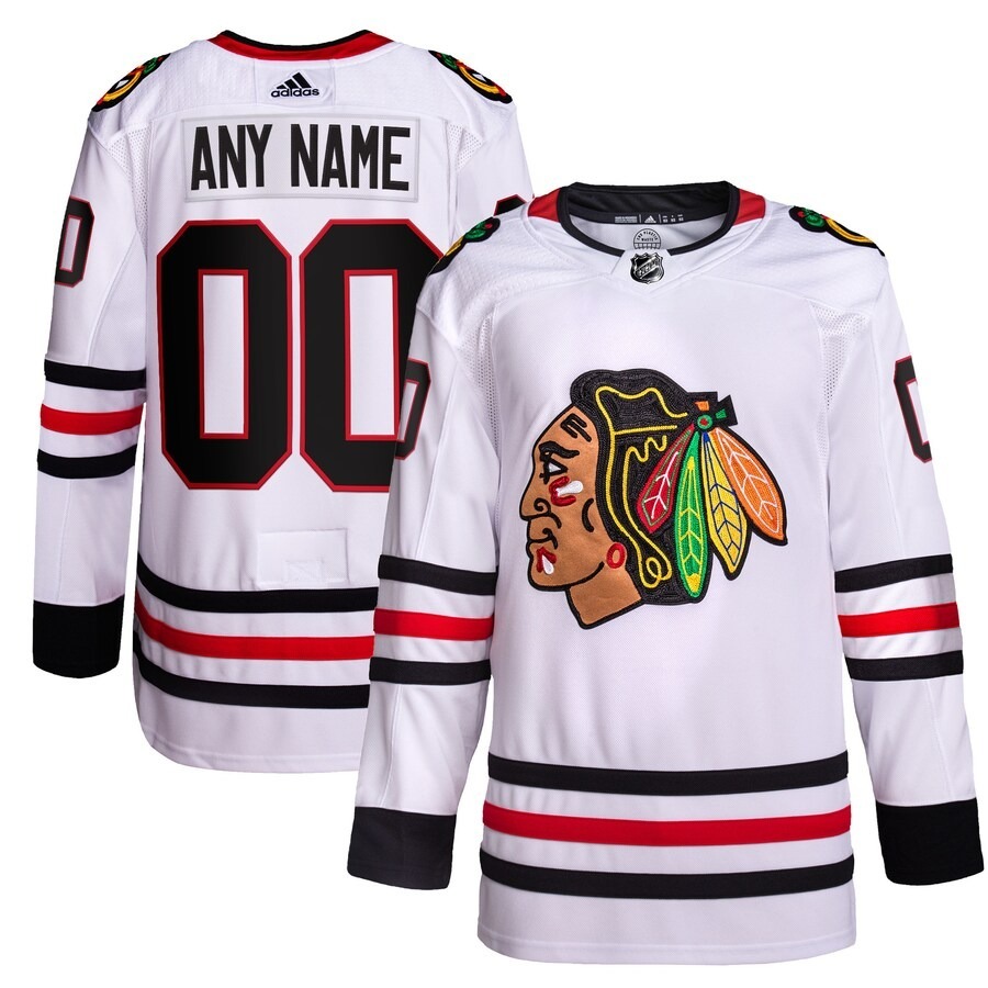 Men's Chicago Blackhawks adidas White Away Primegreen Authentic Pro Custom Jersey - Ujersey