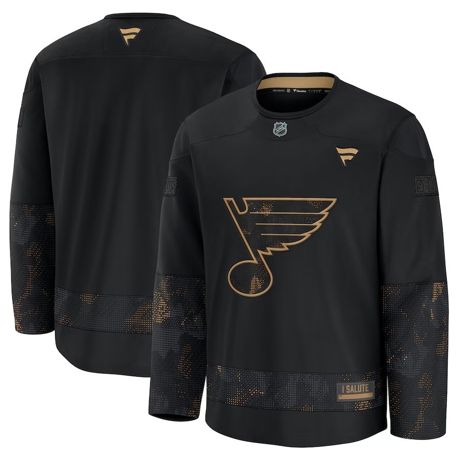 Men's St. Louis Blues Fanatics Black 2024 Military Appreciation Practice Jersey - Ujersey