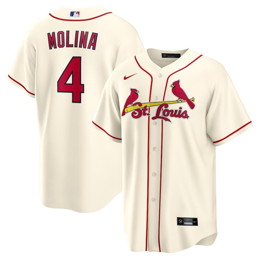 Men's St. Louis Cardinals Yadier Molina Nike Cream Alternate Replica Player Name Jersey - Ujersey