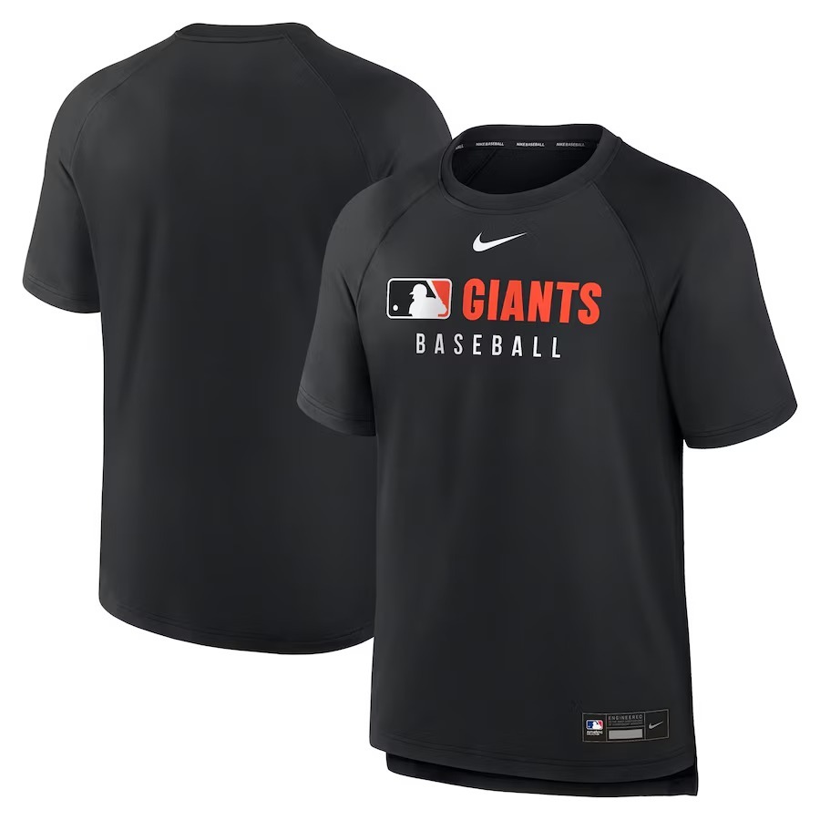 Men's San Francisco Giants Nike Black Authentic Collection Pregame Raglan Performance T-Shirt - Ujersey