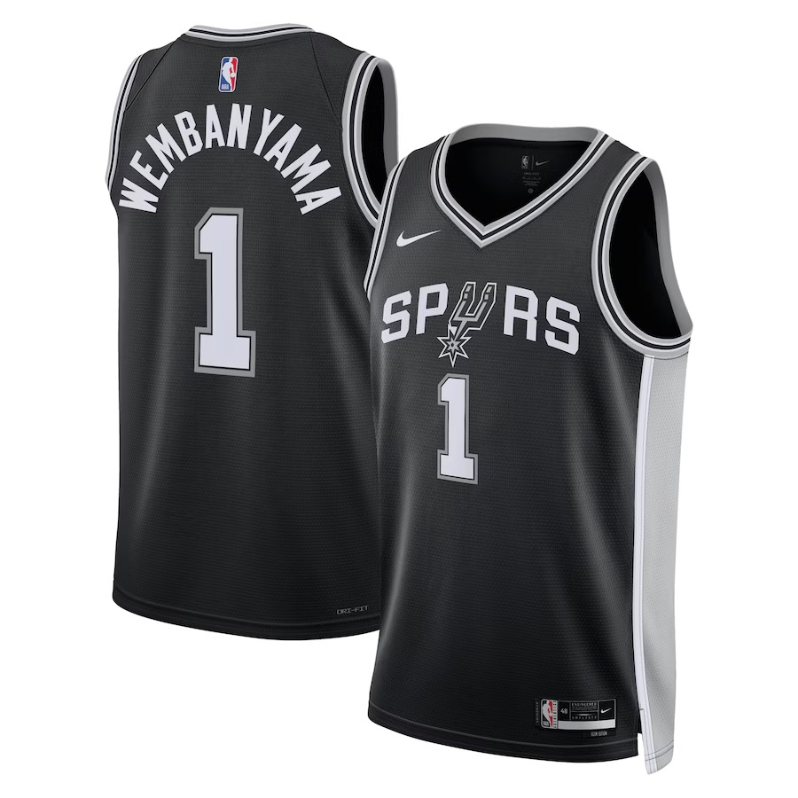 Unisex San Antonio Spurs Victor Wembanyama Nike Black 2023 NBA Draft First Round Pick Swingman Jersey - Icon Edition - Ujersey