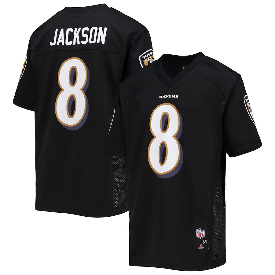 Youth Baltimore Ravens Lamar Jackson Black Replica Player Jersey - Ujersey