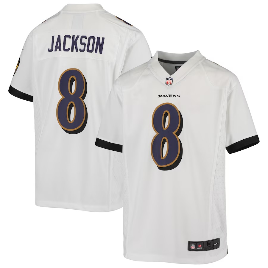 Youth Baltimore Ravens Lamar Jackson Nike White Game Jersey - Ujersey