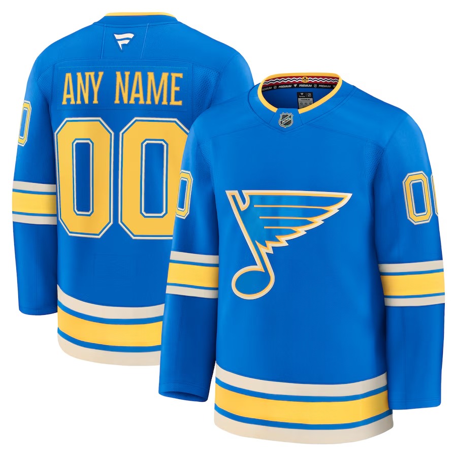 Men's St. Louis Blues Fanatics Blue Alternate Premium Custom Jersey - Ujersey