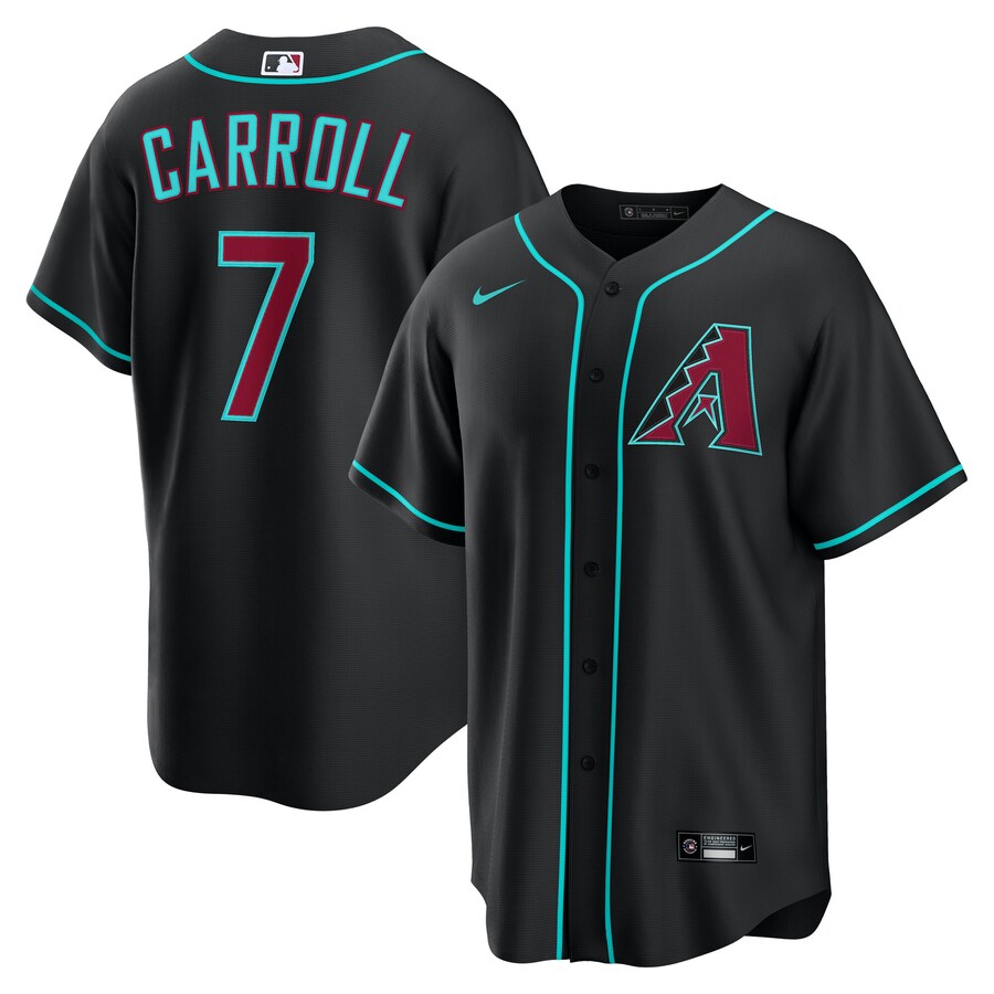 Men's Arizona Diamondbacks Corbin Carroll Nike Black Alternate Replica Jersey - Ujersey