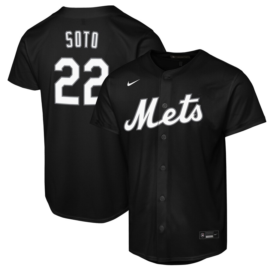 Youth New York Mets Juan Soto Nike Black Lights Out Replica Player Jersey - Ujersey