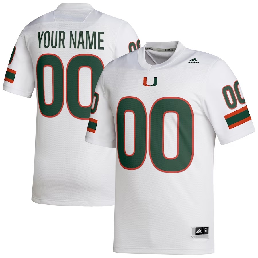 Miami Hurricanes adidas Custom Football Jersey - White - Ujersey