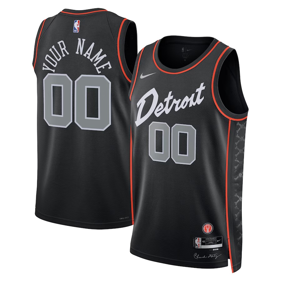 Unisex Detroit Pistons  Nike Black 2023/24 Custom Swingman Jersey - City Edition - Ujersey