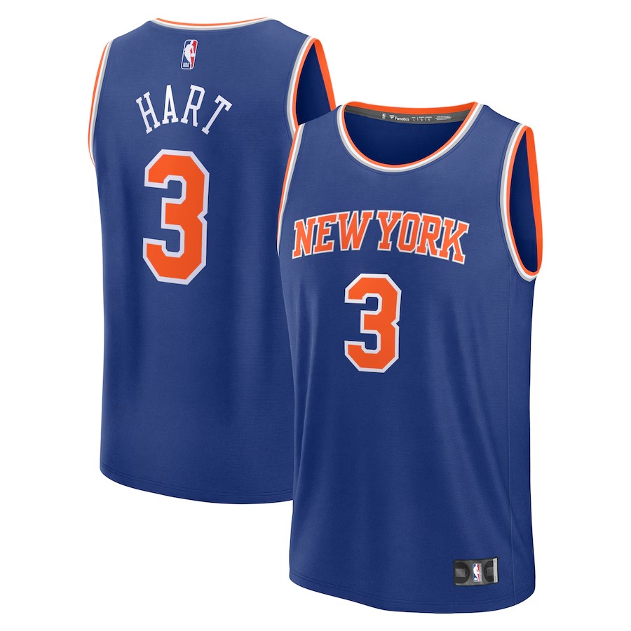 Men's New York Knicks Josh Hart Fanatics Blue Fast Break Replica Player Jersey - Icon Edition - Ujersey