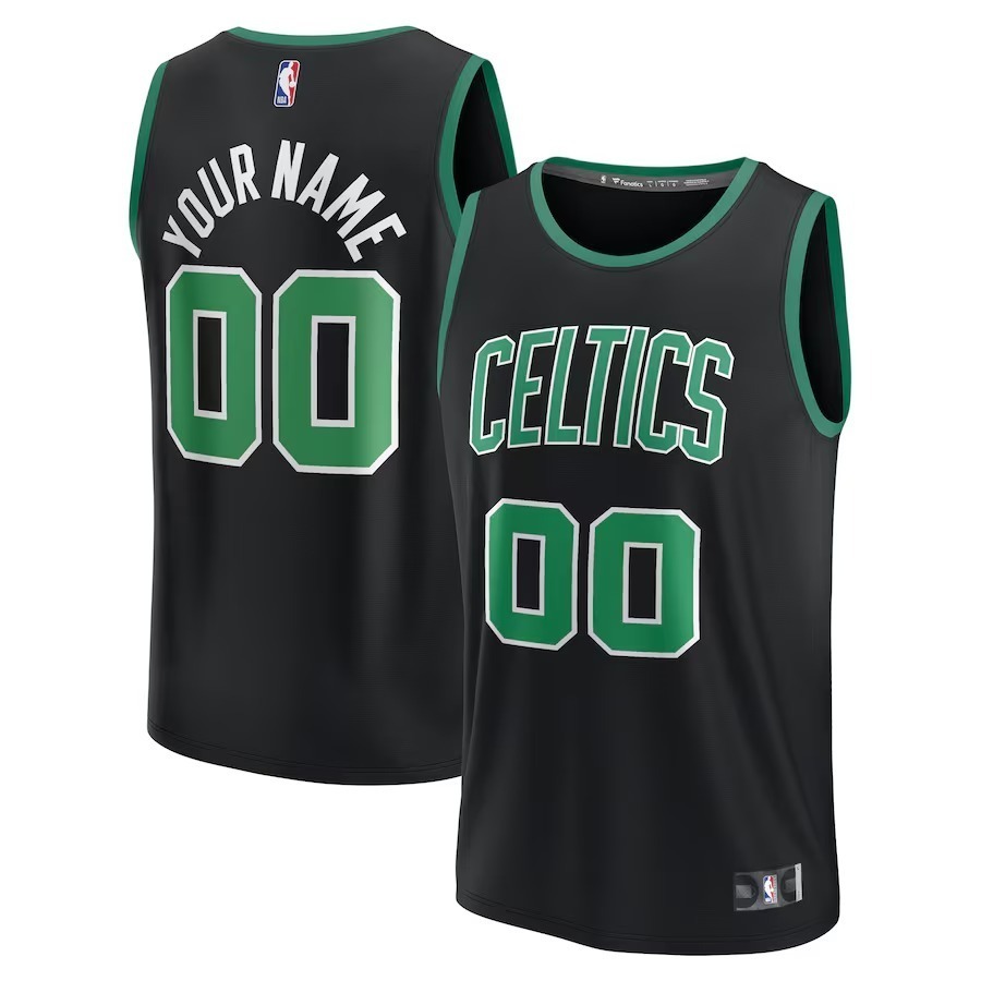 Men's Boston Celtics Fanatics Black Fast Break Replica Custom Jersey - Statement Edition - Ujersey