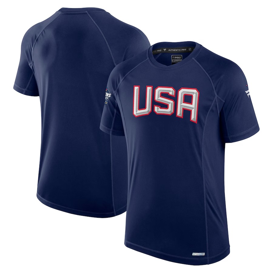 Men's USA Fanatics Athletic Navy 2025 4 Nations Face-Off Authentic Pro Tech T-Shirt - Ujersey