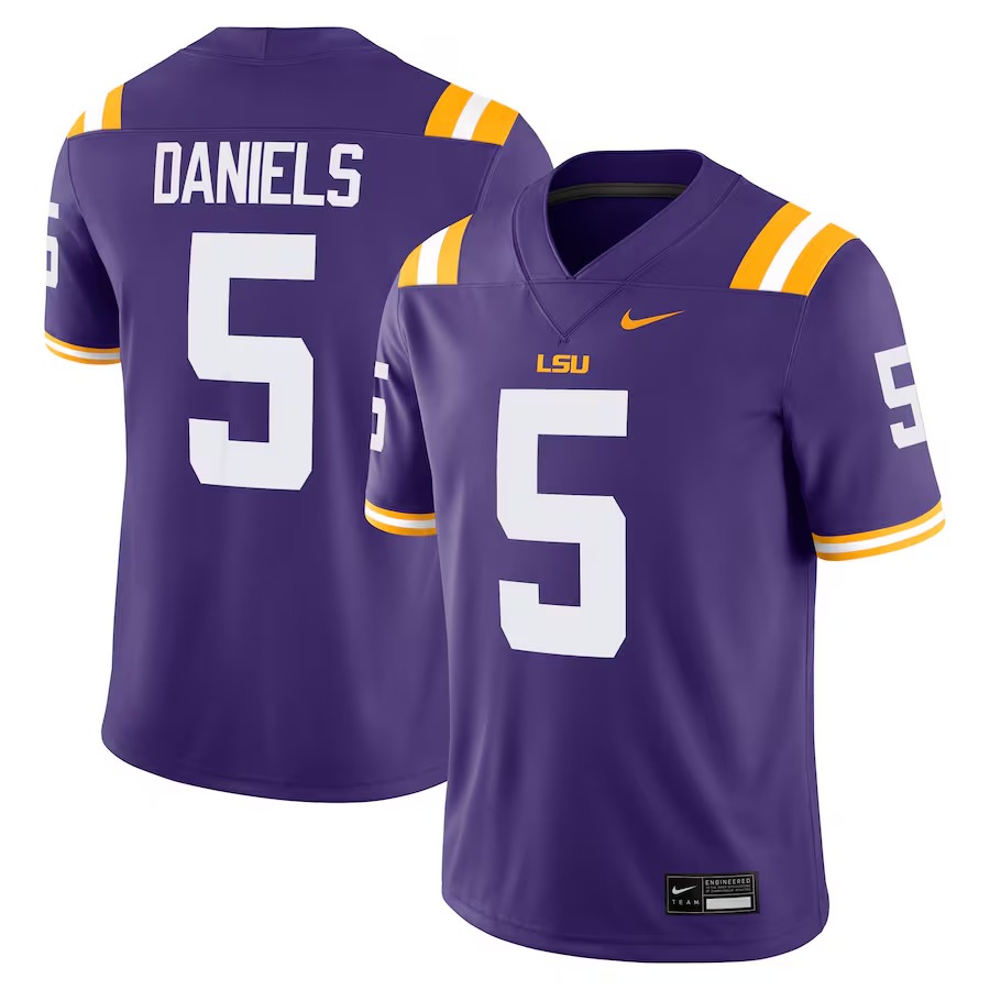 Men's Nike Jayden Daniels Purple LSU Tigers Player Game Jersey - Ujersey