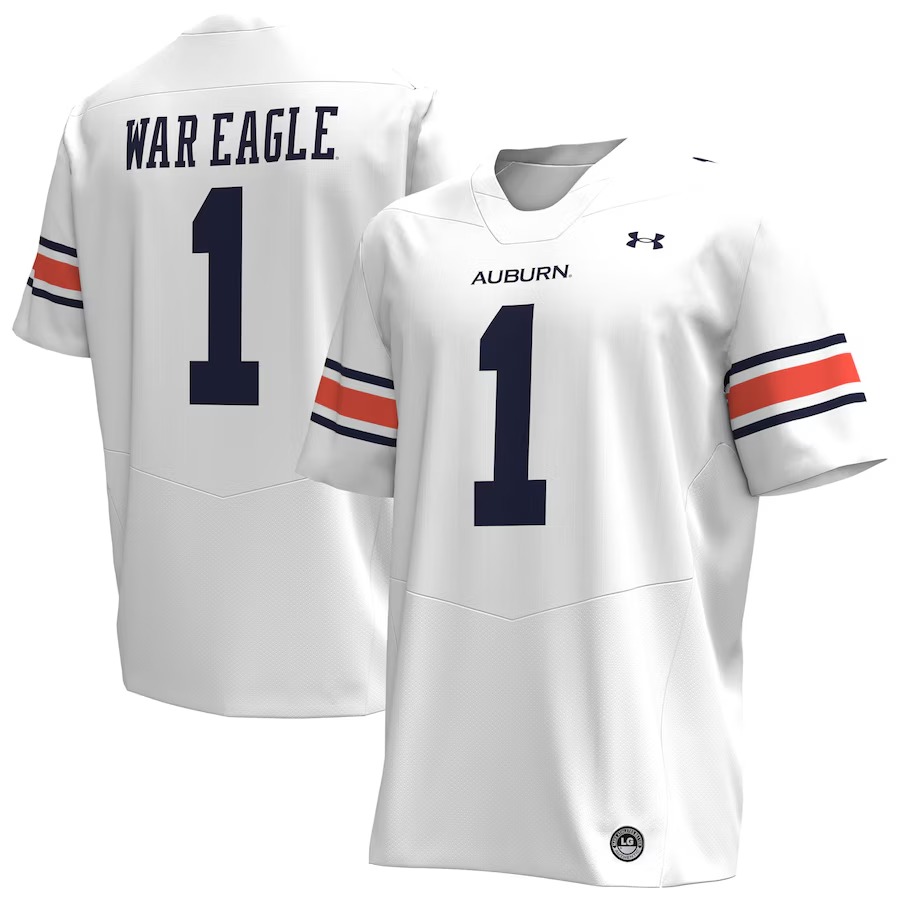 #1 Auburn Tigers Under Armour Replica Football Jersey - White - Ujersey