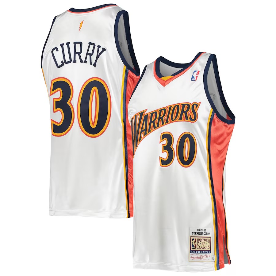 Men's Golden State Warriors Stephen Curry Mitchell & Ness White 2009/10 Hardwood Classics Authentic Jersey - Ujersey
