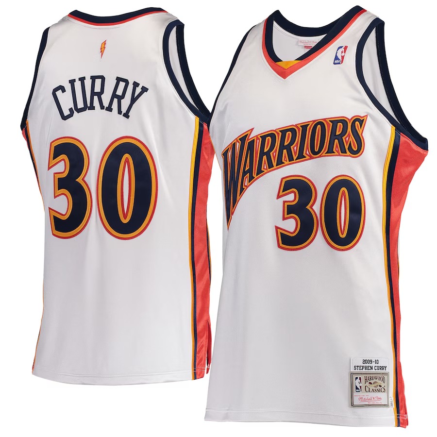 Men's Golden State Warriors Stephen Curry Mitchell & Ness White Hardwood Classics 2009-10 Home Authentic Jersey - Ujersey
