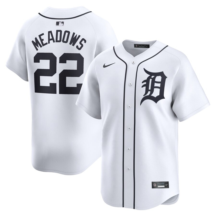 Men's Detroit Tigers Parker Meadows Nike White Home Limited Player Jersey - Ujersey