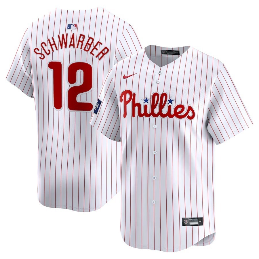 Men's Philadelphia Phillies Kyle Schwarber Nike White 2024 MLB World Tour London Series Home Limited Player Jersey - Ujersey